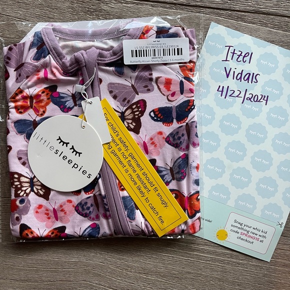 Little sleepies - butterfly kisses - 3/6mo Shorty - Picture 2 of 2